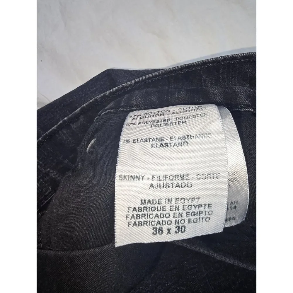 Levi Strauss Signature Size 36 x 30 Black Skinny Mens Jeans - 28